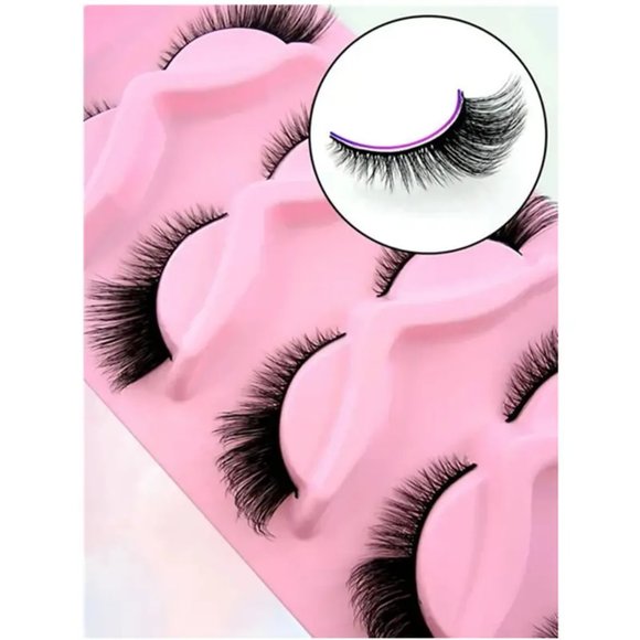 5 Pairs Cat Eye False Eyelashes Fox Eye Lashes Angle Wing Lashes - Picture 5 of 8